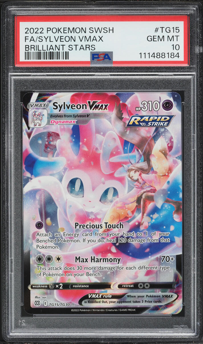 2022 Pokemon Sword & Shield Brilliant Stars CHR Sylveon VMAX #TG15 PSA 10 GEM MINT