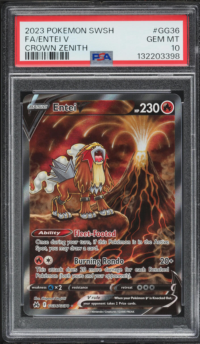 2023 Pokemon Sword & Shield Crown Zenith Alt Art Entei V #GG36 PSA 10 GEM MINT