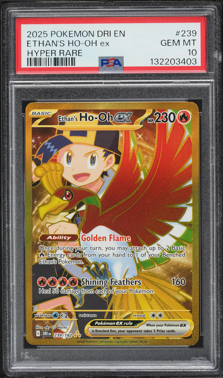 2025 Pokemon Scarlet & Violet Destined Rivals Gold Rare Ethan's Ho-Oh ex #239 PSA 10 GEM MINT