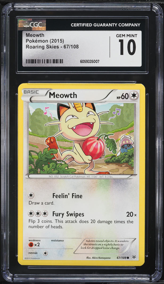 2015 Pokemon XY Roaring Skies Meowth #67 CGC 10 GEM MINT