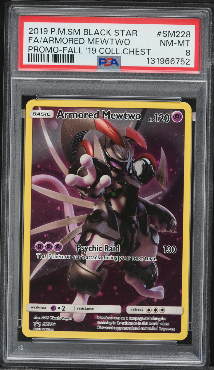 2019 Pokemon Sun & Moon Black Star Promo Fall '19 Full Art Armored Mewtwo #SM228 PSA 8 NM-MT