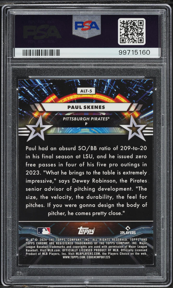2024 Topps Chrome Cosmic Star Command Paul Skenes ROOKIE ALT5 PSA 9 MINT on Fanatics Collect