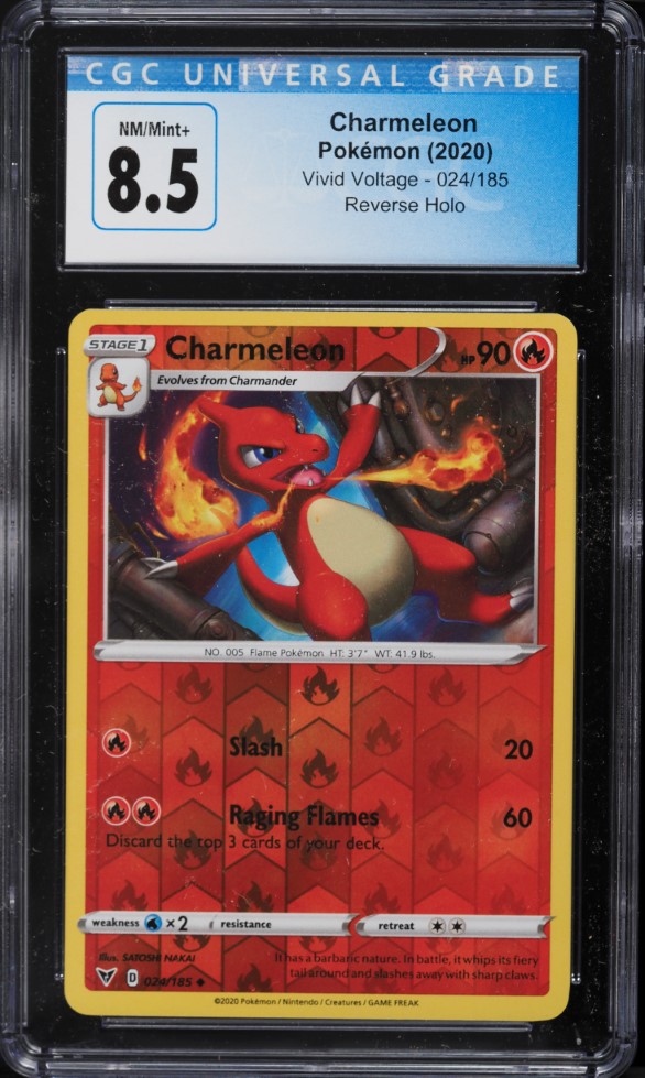2020 Pokemon Sword & Shield Vivid Voltage Reverse Holo Charmeleon #24 CGC 8.5 NM-MT+