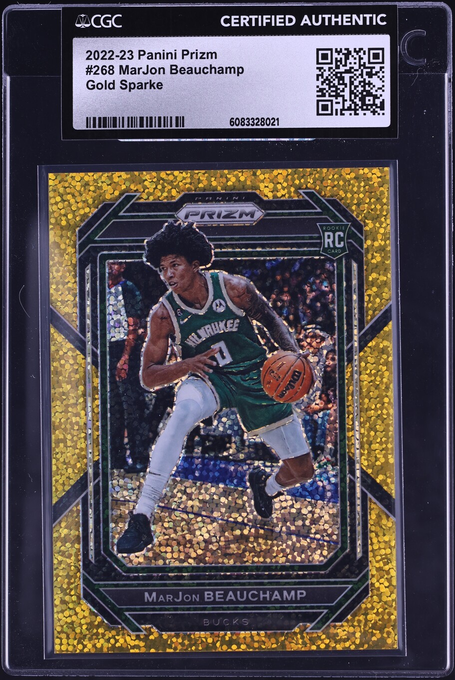 2022 Panini Prizm Gold Sparkle MarJon Beauchamp ROOKIE /24 #268 CGC AUTH
