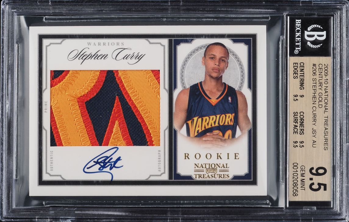 2009 National Treasures Gold Stephen Curry ROOKIE PATCH AUTO /25 #206 BGS 9.5
