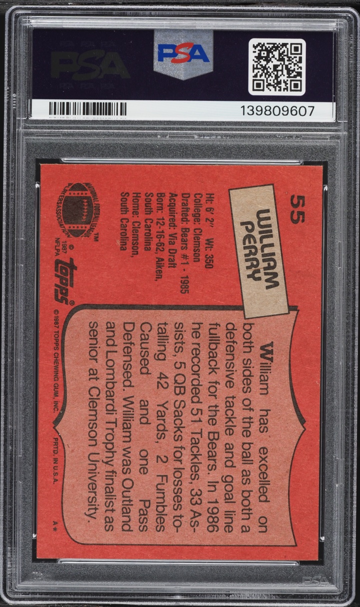 1987 Topps Football William Perry #55 PSA 8 NM-MT
