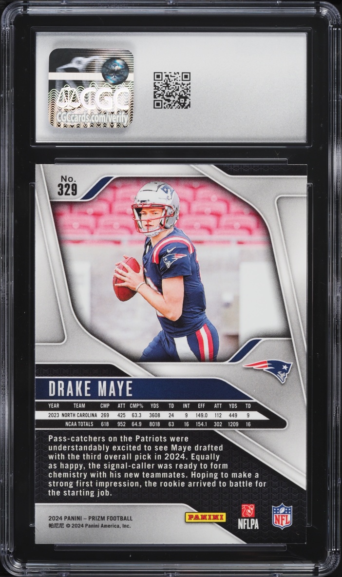2024 Panini Prizm Drake Maye ROOKIE #329 CGC 10 GEM MINT