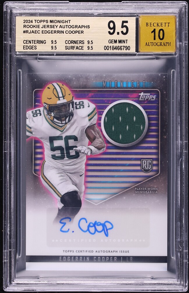 2024 Topps Midnight Jersey Edgerrin Cooper ROOKIE PATCH AUTO #RJAEC BGS ...