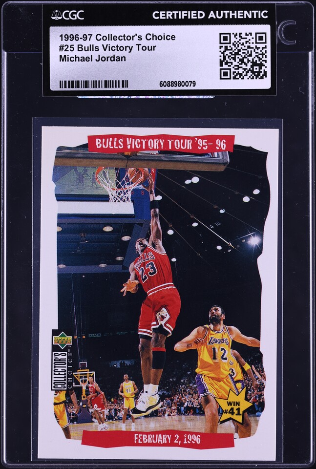 1996 Topps Chrome 72 Wins Chicago Bulls w/ Michael Jordan #72 PSA