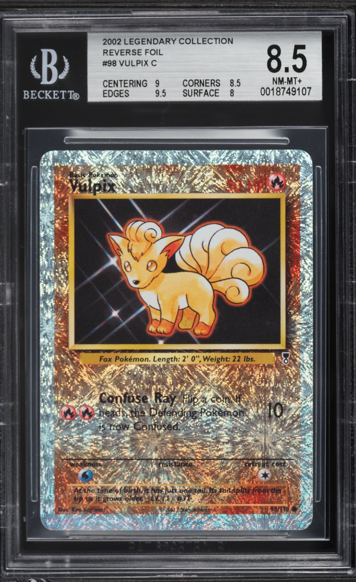 2002 Pokemon Legendary Collection Reverse Holo Vulpix #98 BGS 8.5 NM-MT+