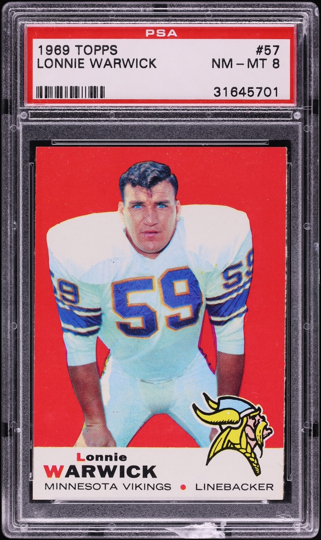 1969 Topps Football Lonnie Warwick #57 PSA 8 NM-MT