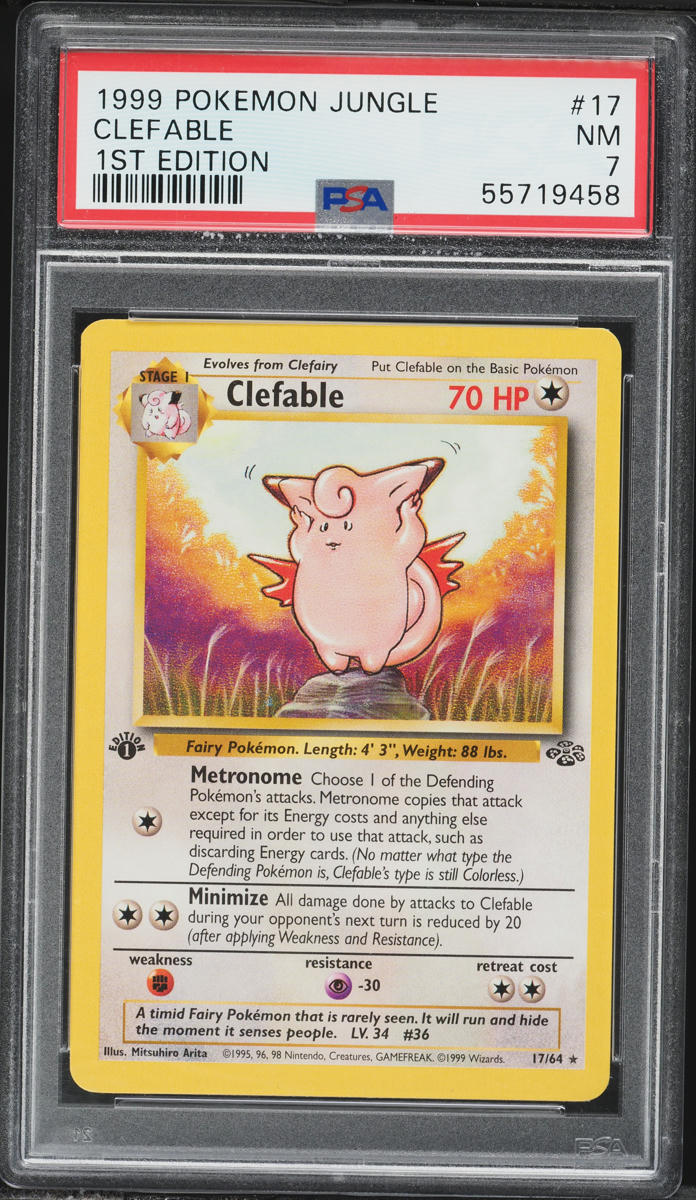 1999 Pokemon Jungle 1st Edition Clefable #17 PSA 7 NRMT