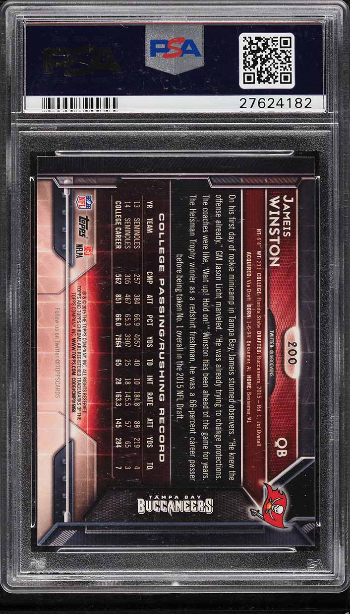 2015 Topps Chrome Purple Refractor Jameis Winston ROOKIE #200 PSA 10 GEM MINT