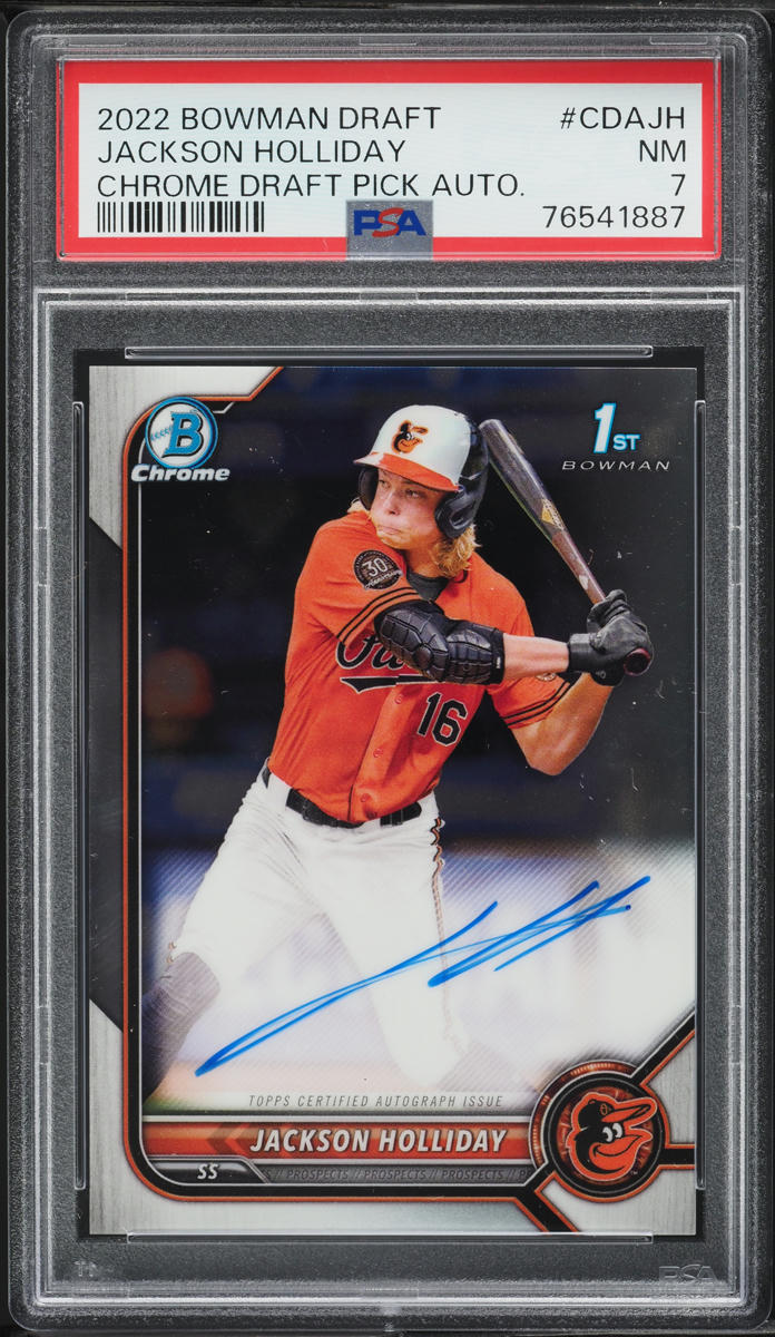 2022 Bowman Chrome Draft Pick Jackson Holliday PROSPECT AUTO #CDA-JH PSA 7 NRMT