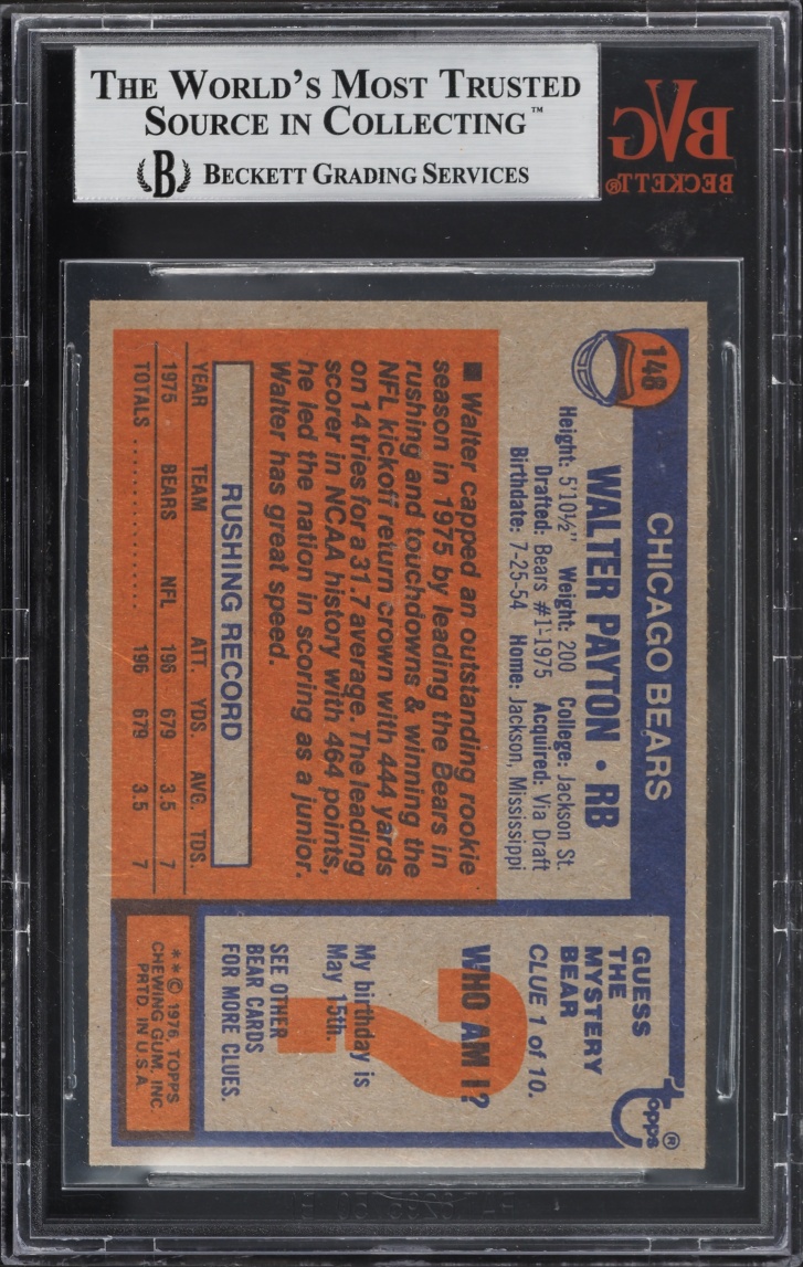 1976 Topps Walter Payton ROOKIE #148 BVG 9 MINT