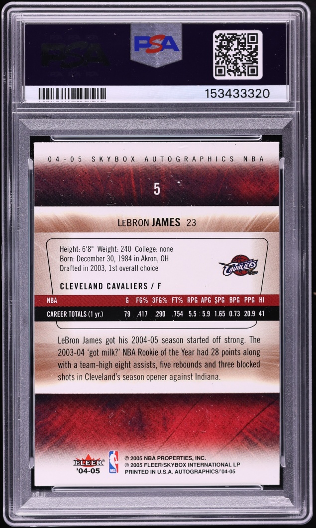 2004 Skybox Autographics LeBron James #5 PSA 8 NM-MT