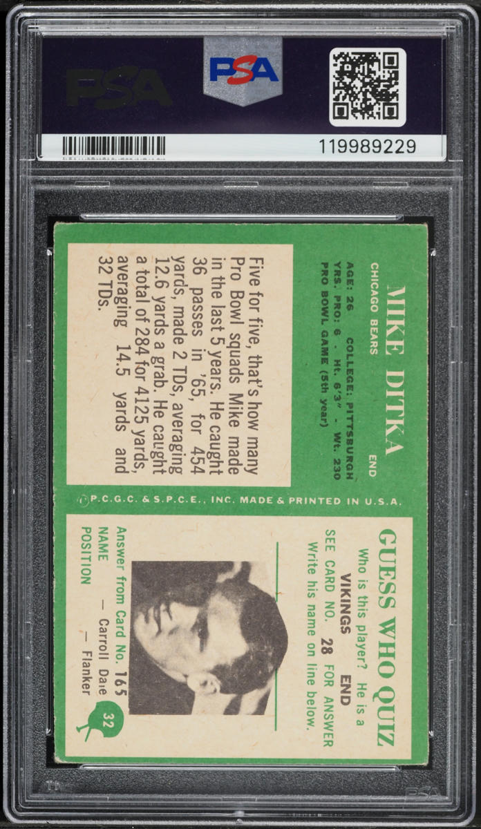 1966 Philadelphia Mike Ditka #32 PSA 3 VG