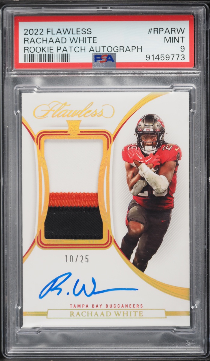 2022 Panini Flawless Rachaad White ROOKIE PATCH AUTO /25 #RPARW PSA 9 MINT