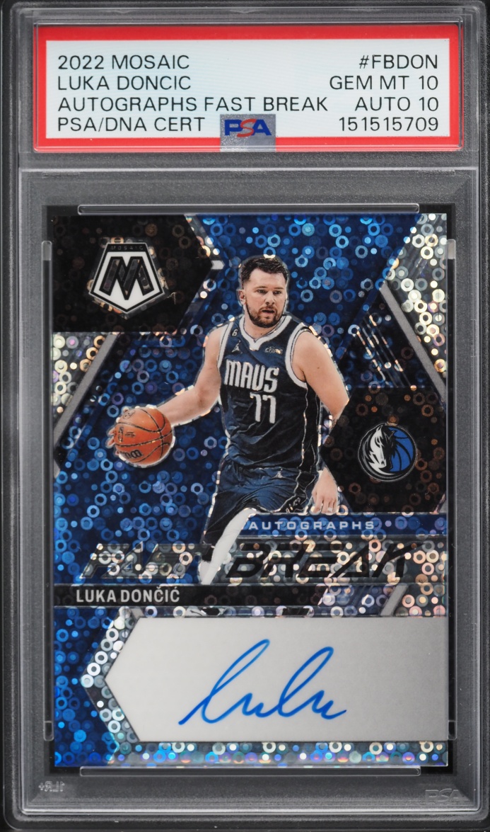 2022 Panini Mosaic Fast Break Luka Doncic AUTO DNA 10 #FB-DON PSA 10 GEM MINT
