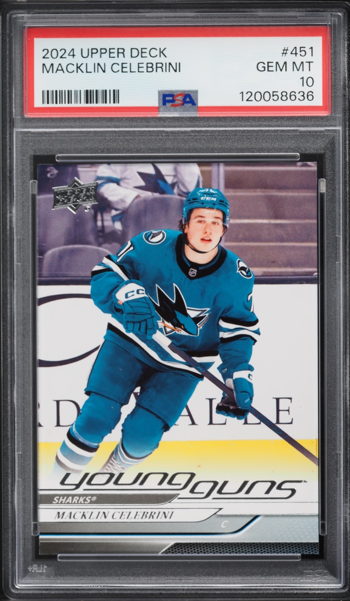 2024 Upper Deck Young Guns Macklin Celebrini ROOKIE #451 PSA 10 GEM MINT