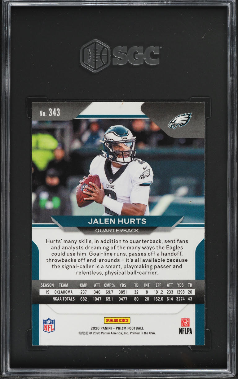 2020 Panini Prizm Jalen Hurts ROOKIE #343 SGC 10 GEM MINT