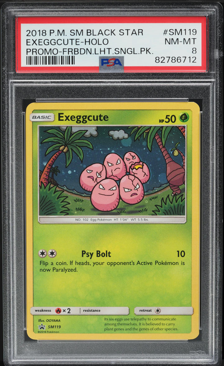 2018 Pokemon SM Forbidden Light Single Blister Pack Holo Exeggcute #SM119 PSA 8 - Main Image