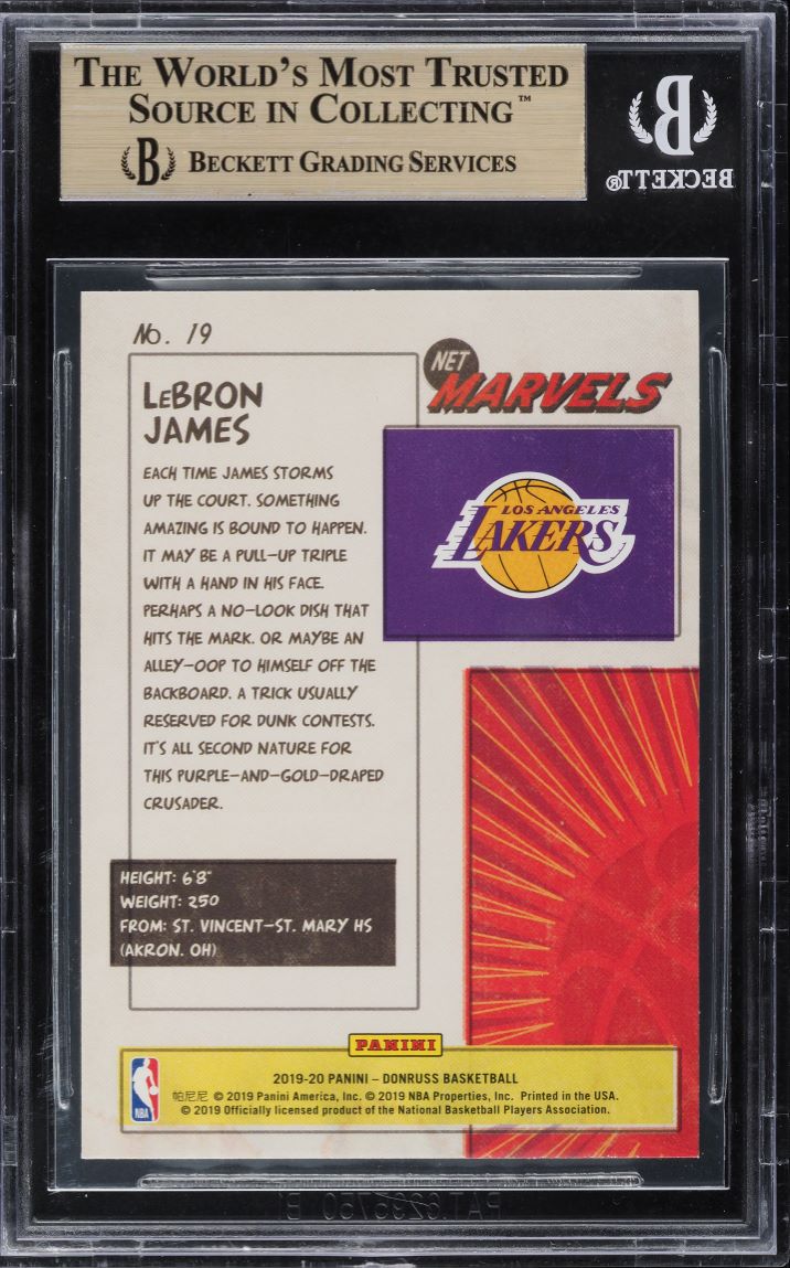 2019 Donruss Net Marvels LeBron James #19 BGS 9.5 GEM MINT