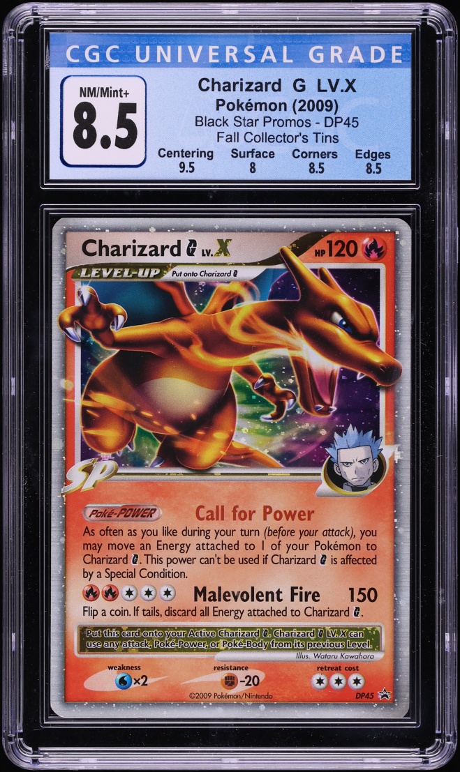 2009 Pokemon Diamond & Pearl Promo Fall Collector's Tins Holo Charizard G LV.X #DP45 CGC 8.5