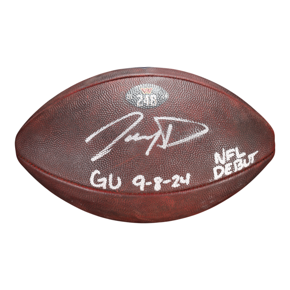 Jayden Daniels Game-Used Signed Debut Football w/ Inscriptions - Fanatics AUTH