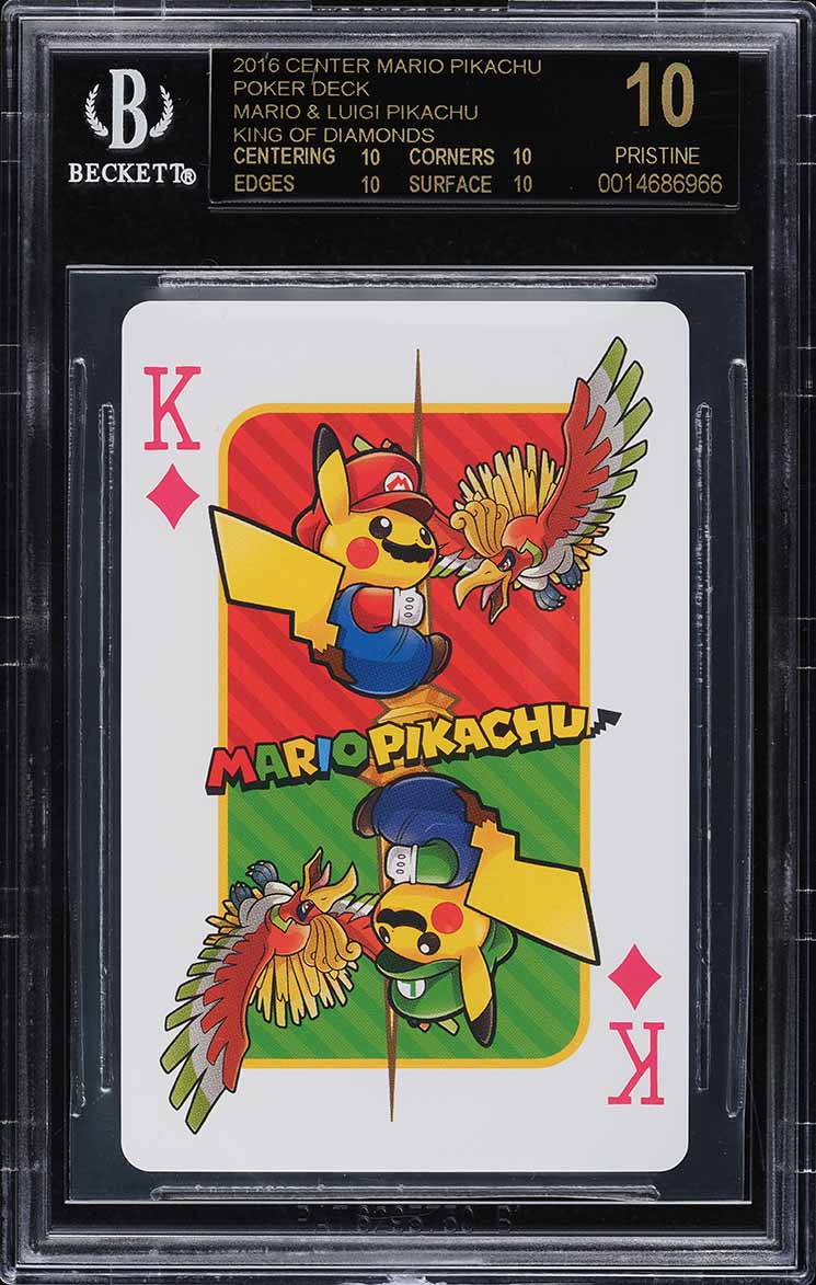 2016 Pokemon Center Mario Pikachu Poker Mario Luigi Pikachu King Diamonds BGS 10