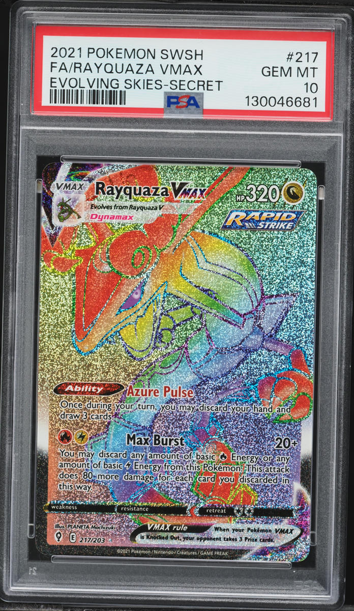 2021 Pokemon Sword & Shield Evolving Skies Rainbow Rare Rayquaza VMAX #217 PSA 10 GEM MINT