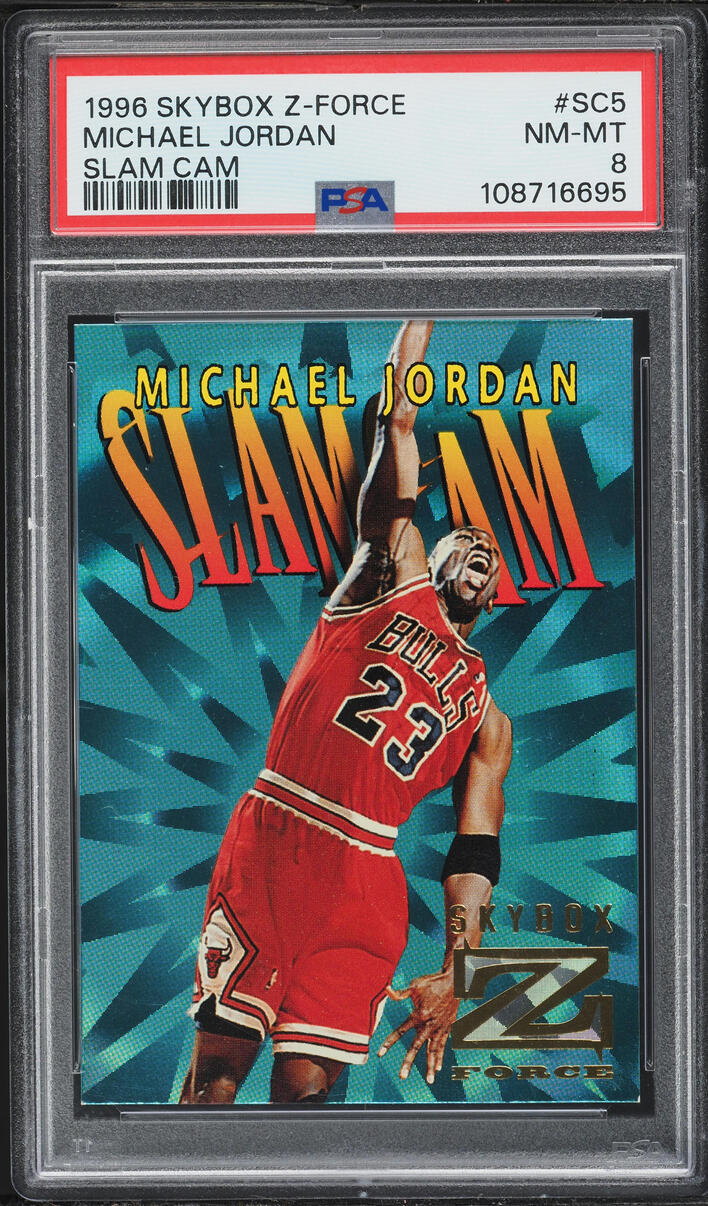 1996 Skybox Z-Force Slam Cam Michael Jordan #SC5 PSA 8 NM-MT