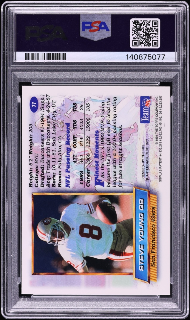 1994 Finest Refractor Steve Young #77 PSA 8 NM-MT