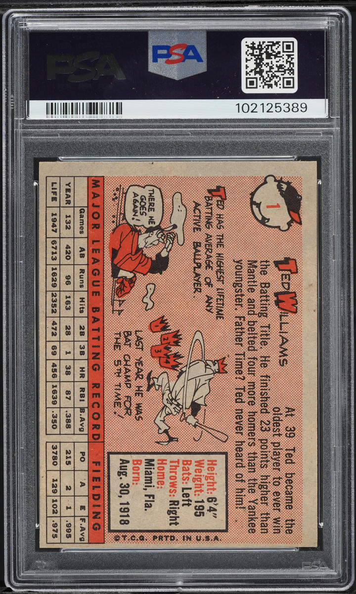 1958 Topps Ted Williams #1 PSA 5 EX
