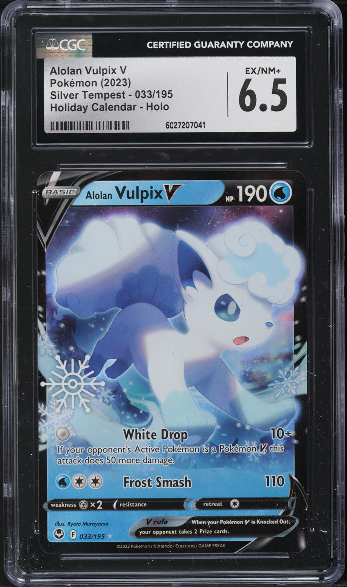 2023 Pokemon Sword & Shield Silver Tempest Holiday Calendar Holo Alolan Vulpix V #33 CGC 6.5