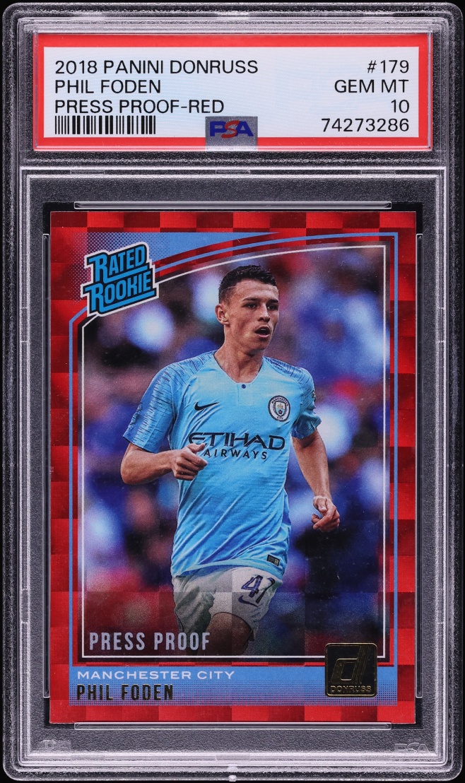 2018 Donruss Press Proof Red Phil Foden ROOKIE #179 PSA 10 GEM MINT