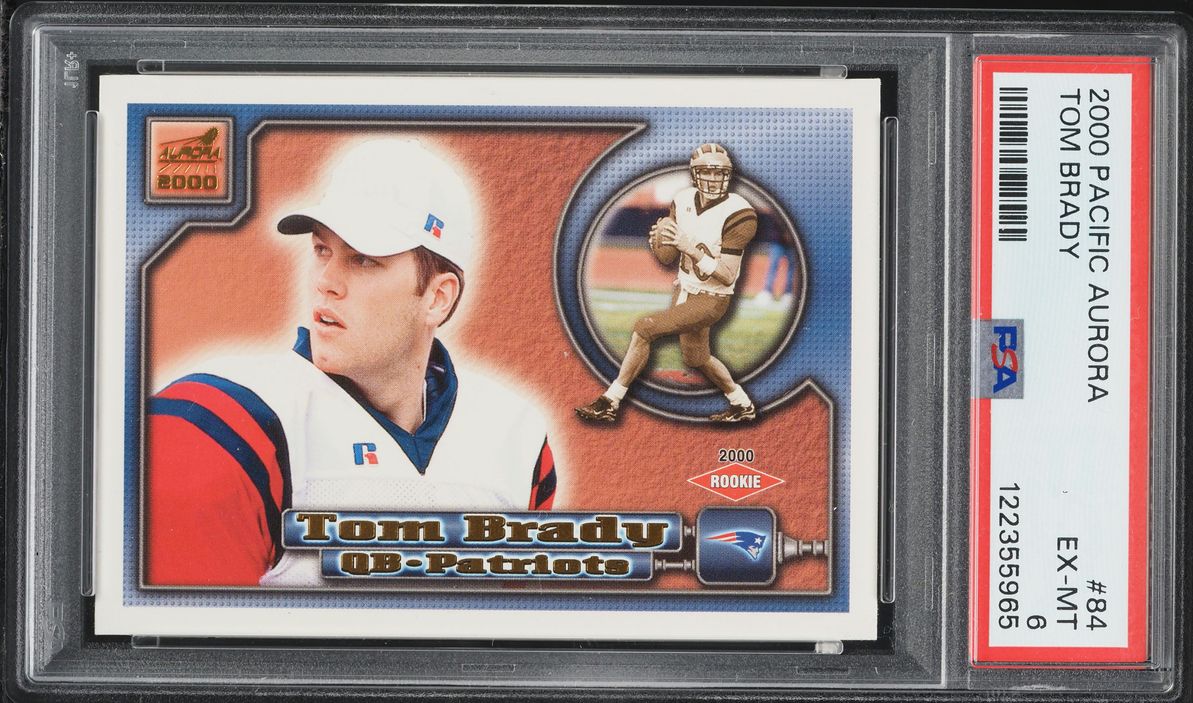 2000 Pacific Aurora Football Tom Brady ROOKIE #84 PSA 6 EXMT