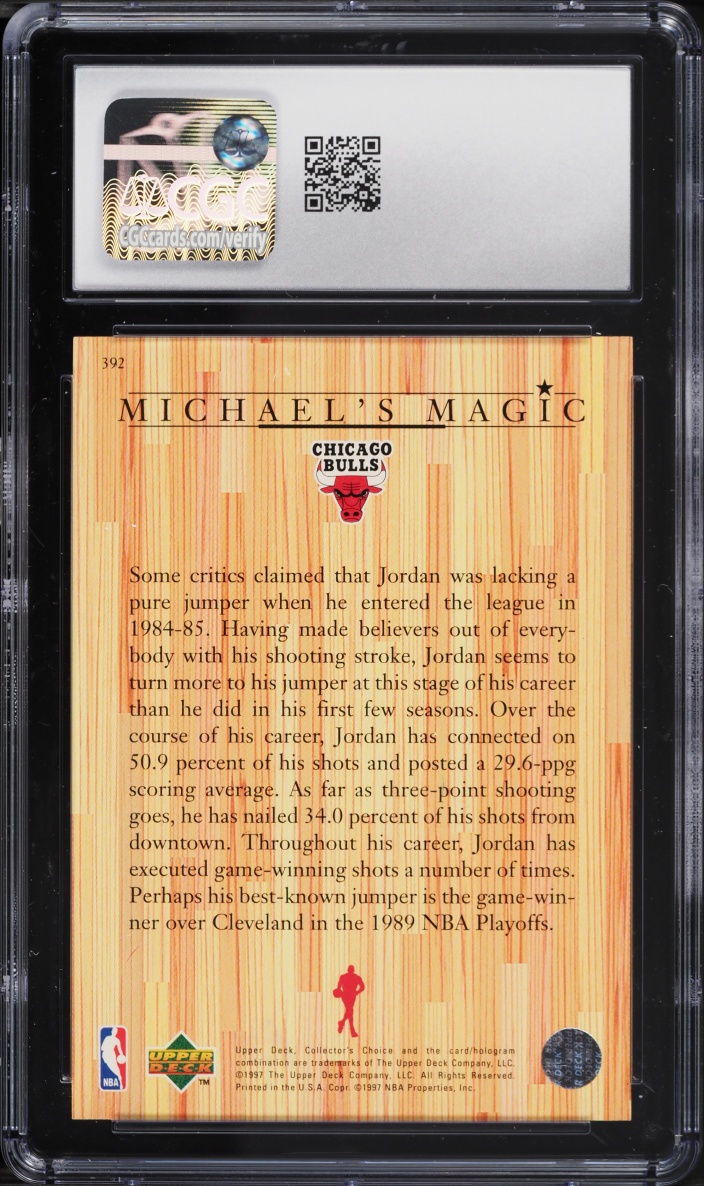 1997 Collector's Choice Basketball Michael Jordan #392 CGC 9 MINT