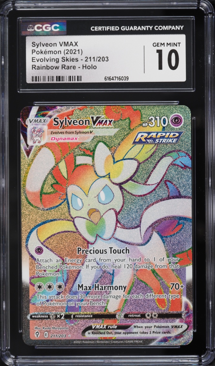2021 Pokemon Sword & Shield Evolving Skies Rainbow Rare Sylveon Vmax #211 CGC 10 GEM MINT