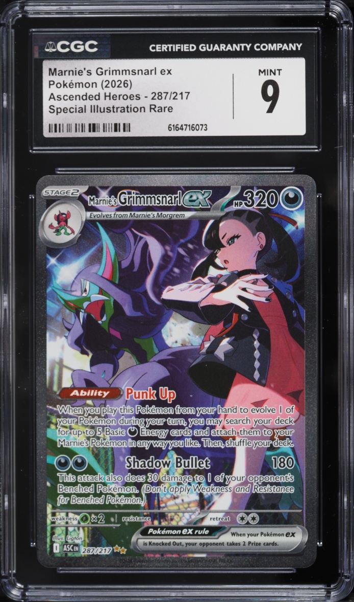 2026 Pokemon Mega Evolution Ascended Heroes SIR Marnie's Grimmsnarl Ex #287 CGC 9 MINT