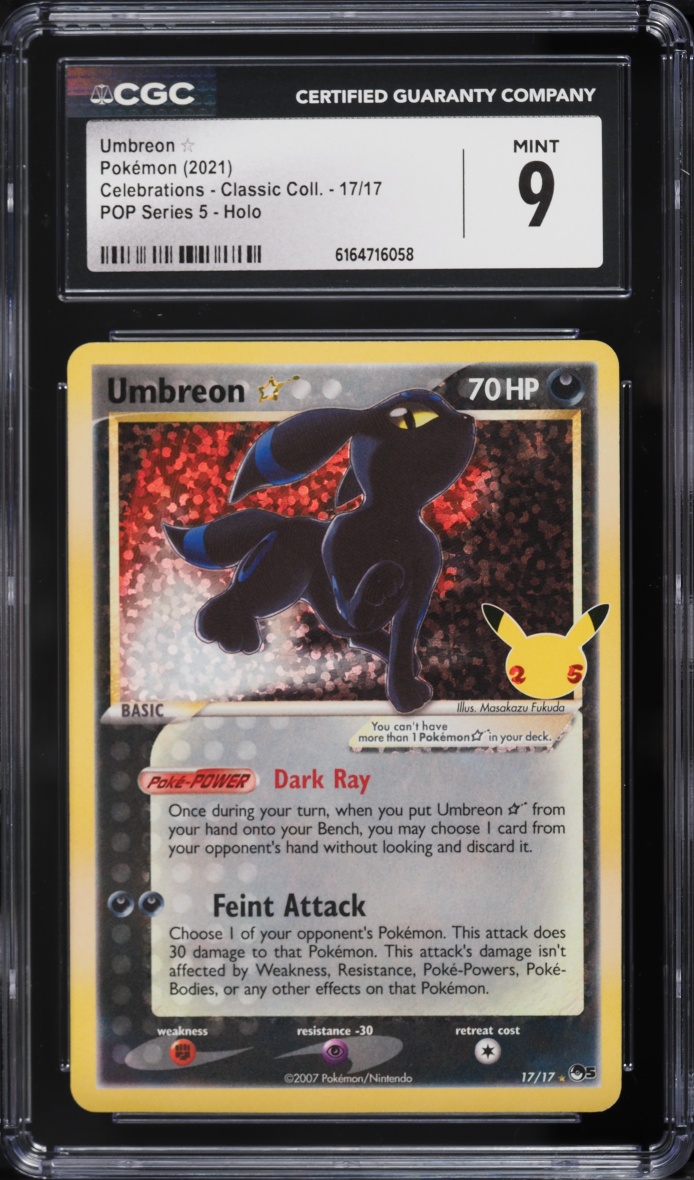 2021 Pokemon Sword & Shield Celebrations Classic Holo Umbreon Gold Star #17 CGC 9 MINT