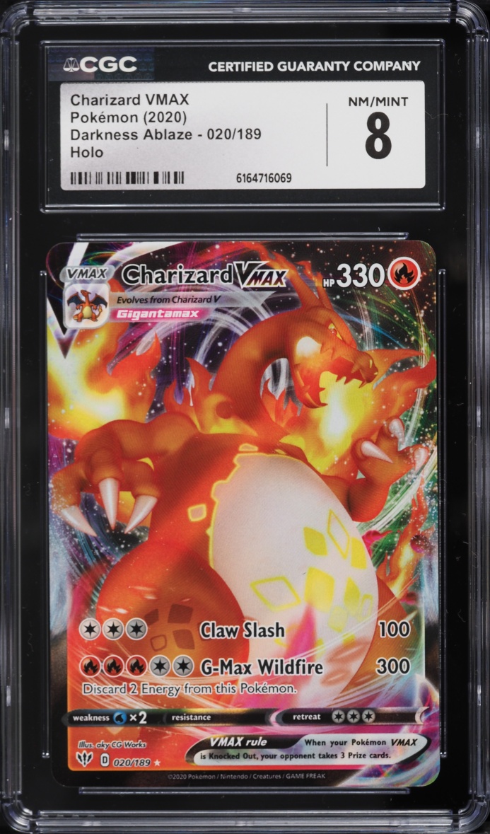 2020 Pokemon Sword & Shield Darkness Ablaze Full Art Charizard Vmax #20 CGC 8 NM-MT
