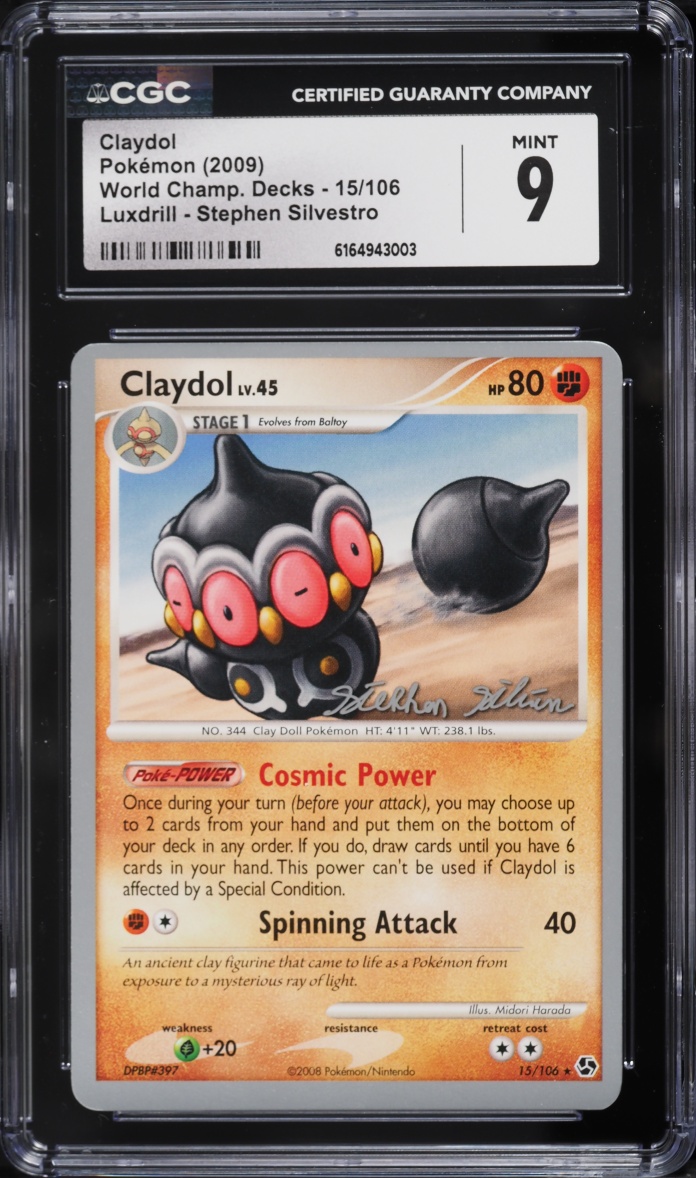 2009 Pokemon World Championships Decks Luxdrill Stephen Silvestro Claydol #15 CGC 9 MINT