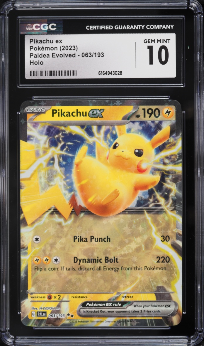 2023 Pokemon Scarlet & Violet Paldea Evolved Holo Pikachu Ex #63 CGC 10 GEM MINT
