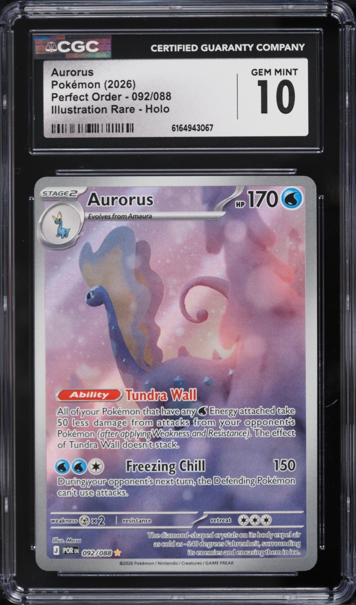 2026 Pokemon Mega Evolution Perfect Order IR Aurorus #92 CGC 10 GEM MINT