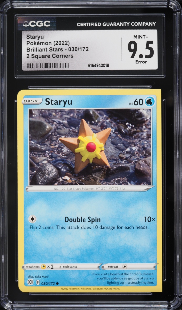 2022 Pokémon Sword & Shield Brilliant Stars Error Staryu #30 CGC 9.5 MINT+