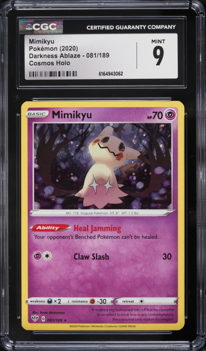 2020 Pokemon Sword & Shield Darkness Ablaze Cosmos Holo Mimikyu #81 CGC 9 MINT