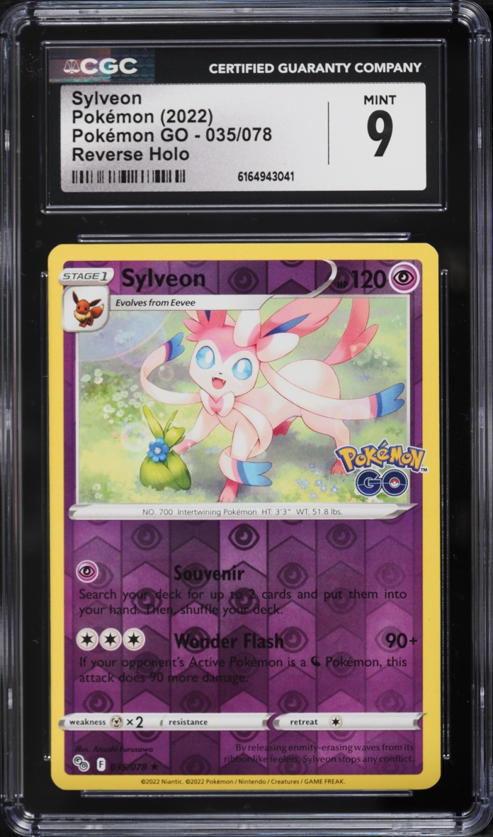 2022 Pokemon Sword & Shield Pokemon GO Reverse Holo Sylveon #35 CGC 9 MINT