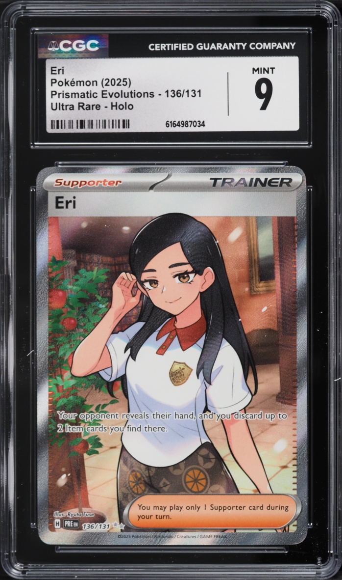 2025 Pokemon Scarlet & Violet Prismatic Evolutions Full Art Eri #136 CGC 9 MINT