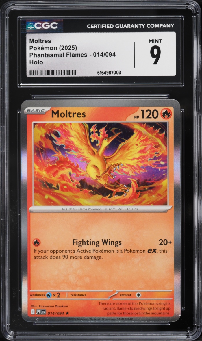 2025 Pokemon Mega Evolution Phantasmal Flames Holo Moltres #14 CGC 9 MINT